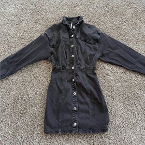 Free People Black Denim Dress